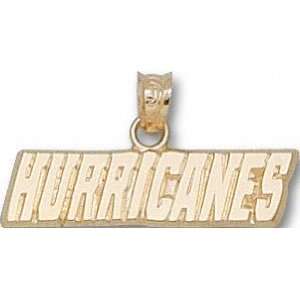 Carolina Hurricanes Solid 14K Gold HURRICANES Pendant  