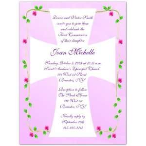   : Pink Roses Vine Cross Communion Invitations: Health & Personal Care