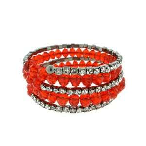   Beads and Crystals Memory Wire Coiled Bracelet: Sports & Outdoors