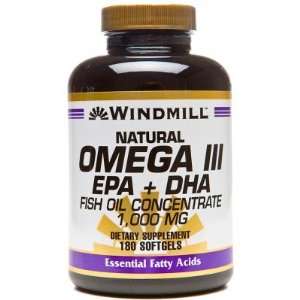  Windmill  Omega 3 EPA & DHA Fishoil, 1000mg, 180 Softgels 