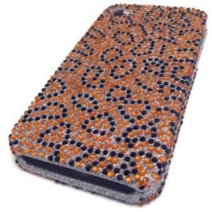  Apple iPhone 4 4S 4G Orange Leopard Bling Jewel Gem Design 