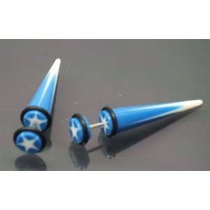  16G Fake Expander 0G Ear Cheate Blue Taper Spike with Star 