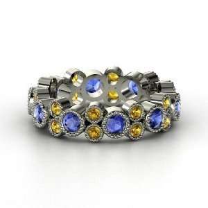  Hopscotch Eternity Band, Platinum Ring with Sapphire 
