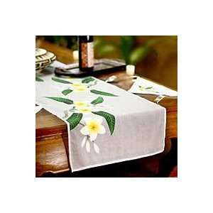  NOVICA Cotton table runner and napkins, Frangipani (set 