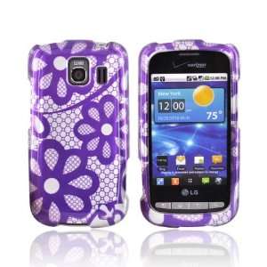   PURPLE FLOWER LACE SILVER For LG Vortex Hard Case Cover Electronics