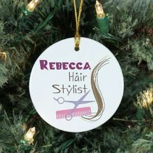  Personalized Hair Stylist Christmas Ornament Ceramic: Home 