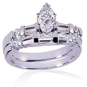  1.35 Ct Marquise Cut Diamond Engagement Wedding Rings Set 