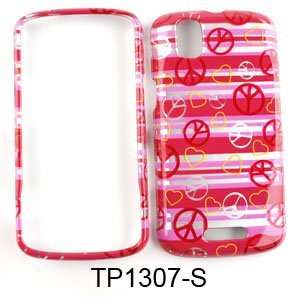 Motorola XT610 Droid Pro A957 Peace Signs and Hearts on Pink Snap on 