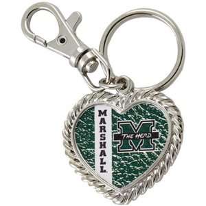  Marshall Thundering Herd Silvertone Heart Keychain: Sports 