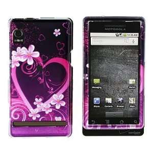  New Purple with Pink Heart Flower Motorola Droid A855 Snap 