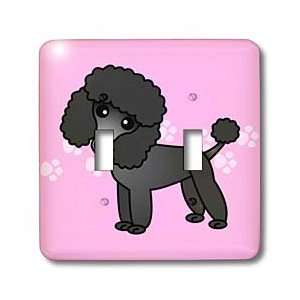 Janna Salak Designs Dogs   Cute Black Poodle Pink Paw Print Background 