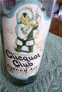 Early 1900s Paper Label CLICQUOT CLUB, Blob Top Bottle  
