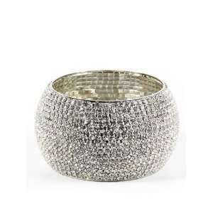  Elizabeth Jadore Crystal Encrusted Silver Bangle Jewelry