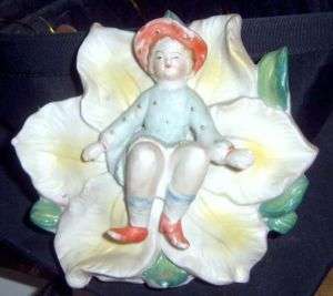 Chase Japan Hand Painted Girl on Flower Wall Plaque  