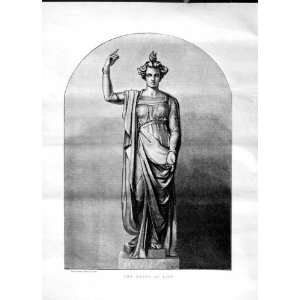  1870 ANTIQUE PRINT STATUE ANGEL OF LIFE WOMAN LADY