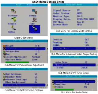 OSD Menu Operation For Super Video To WSXGA Converter + External Cable 