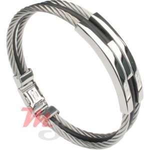  Rubber Stainless Steel Cable Bracelet Man Bold Men 1020 Jewelry