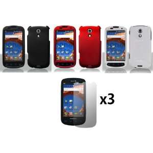  Epic 4G Combo Pack   3 Pack of Hard Rubberized Cases Black, Red 