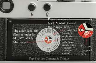 Leica M4,M3,M2,M1& IIIg Film Reminder Decal Replacement  