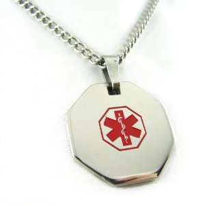   2mm Steel, Medical Alert ID Necklace, Free Wallet Card Incld: Jewelry