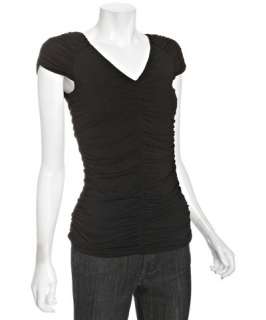 Casual Couture by Green Envelope black ruched jersey v neck top
