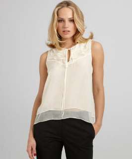 Robert Rodriguez ivory silk layered ruffled blouse