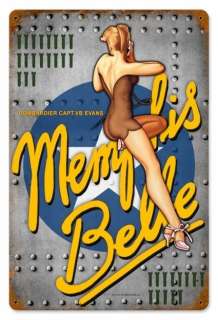 Memphis Belle nose art aviation sexy pin up retro metal sign  