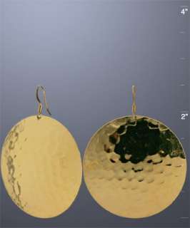 Kenneth Jay Lane gold hammered large disc earrings   