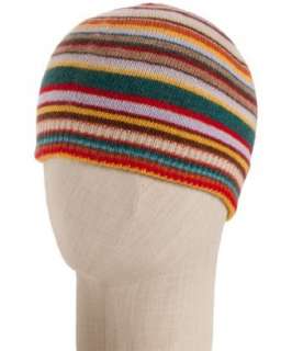 Paul Smith ochre multicolored stripe wool blend beanie hat   