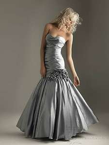   Grey Evening Dress Strapless Mermaid Quinceanera Dress UK 6 8 10 12 14