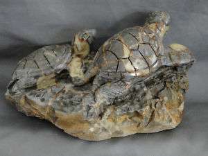 Sea Turtles Septarian Nodule Animal Carving 7.5 inch Utah  