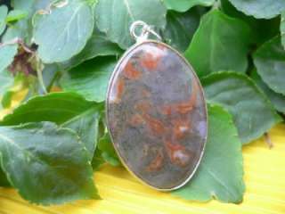 Hand Carved 32mm High Moss Agate Gemstone Oval Pendant S5653  