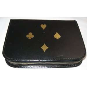   in Austria Ground Black Leather Zippered Case with 2 Decks of Cards