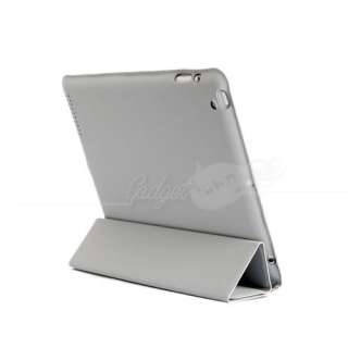Grey iPad 2 Magnetic Leather Smart Cover w/ Back Case  