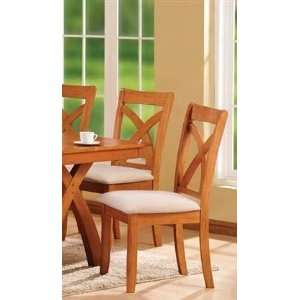  Set of 2 Dining Chairs Casual Style Maple Finish