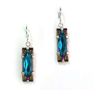 Firefly Mosaic Square and Circles Dangle Earrings with Multi Color 