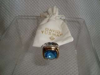 DAVID YURMAN 18K&SS ALBION 15mm BLUE TOPAZ RING BEAUTY MINT   
