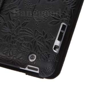   Leather Case Smart Cover Stand w/ Embossed Flowers For iPad 2 NEW