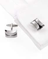 Kenneth Cole Reaction Cufflinks, Brushed Nickel Concave Rectangle