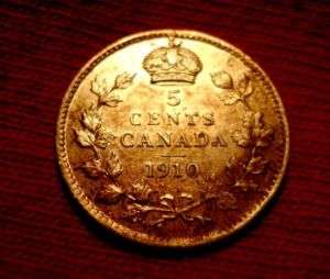 1910 **** CANADA * 5 * Five Cent * SILVER * Rare *  
