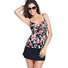 Coco Reef Over the Shoulder Floral Print Bra Size Ring Tankini Top 