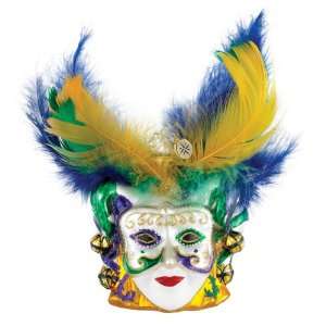   BOURBON STREET Jester Mask Mardi Gras Glass Ornament