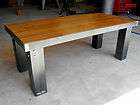 Industrial Steel Metal Iron Bamboo Coffee Table Modern Steampunk