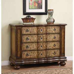 Masterpiece Floral Drawer Hall Chest in Cherry Finish 