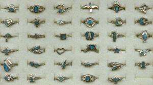 100 Genuine Turquoise Inlay USA Made Pinky Rings in 4 8  