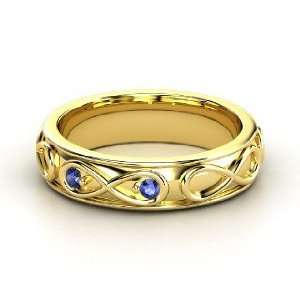 Infinite Love Ring, 14K Yellow Gold Ring with Sapphire