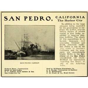  1908 Ad San Pedro California Harbor Chamber Commerce 