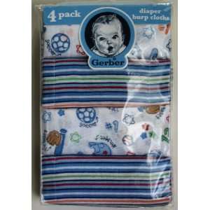  Gerber Baby Boy Diaper Burp Cloths, Sports 4 Pack: Baby