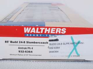 Walthers 6364 HO Amtrak Phase 4 85 Budd 24 8 Slumbercoach Passenger 