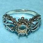 6x4 oval Filigree ring setting SIZE 7 Sterling Silver ring casting